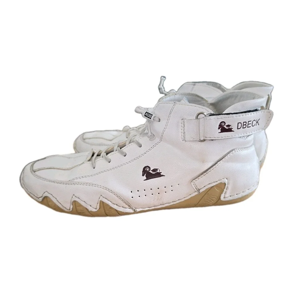 Dbeck White Boxing Wrestling Shoes Men's 40  Leather Chukka Boots Soft 7.5 US